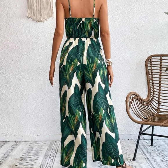 SHEIN Tropical Print Wide Leg Cami Jumpsuit - Picture 2 of 6